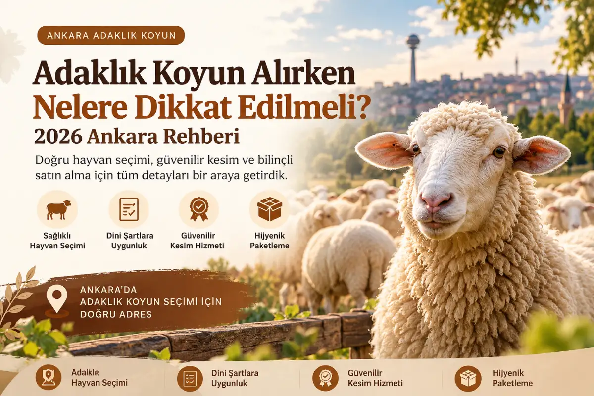 Ankara adaklık koyun alırken nelere dikkat edilmeli? Sağlıklı hayvan seçimi, dini şartlar ve güvenilir kesim hakkında 2026 rehberi.